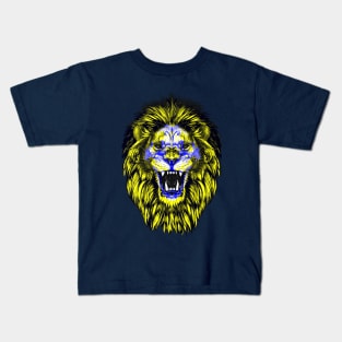 Lion Skull Interactive Yellow&Blue Filter T-Shirt #2 By Red&Blue Kids T-Shirt